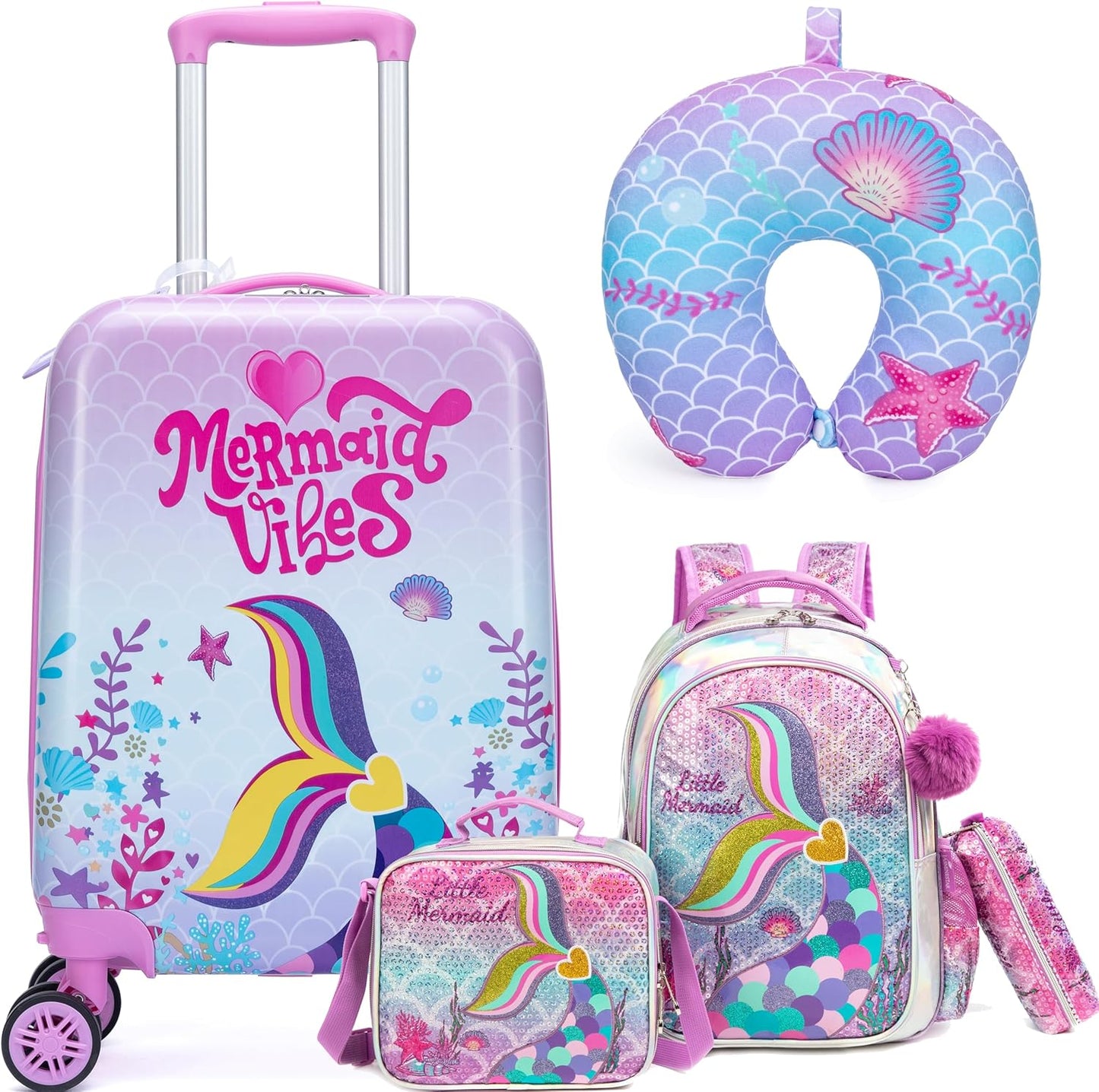 Kids’ Cabin-Size Hardshell Luggage Set with Spinner Wheels – Game Day