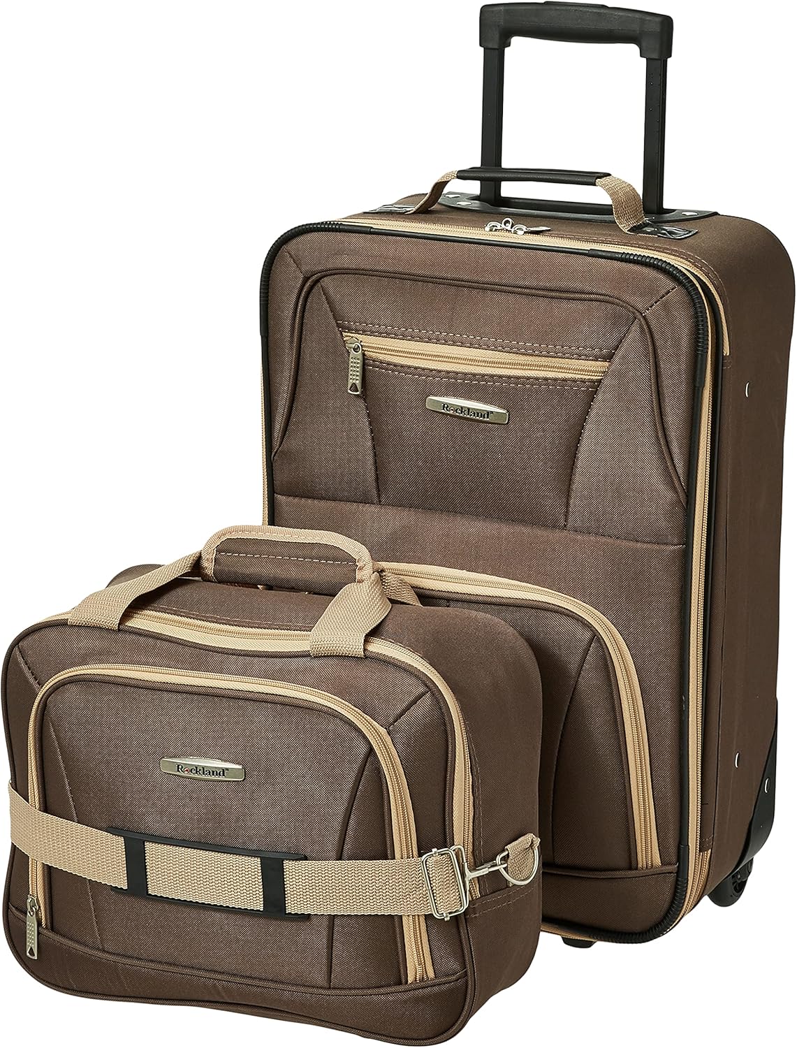 2-Piece Softside Upright Luggage Set with Carry-On Tote & Smooth Wheels