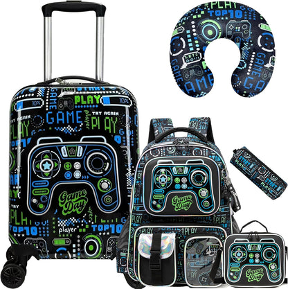 Kids’ Cabin-Size Hardshell Luggage Set with Spinner Wheels – Game Day