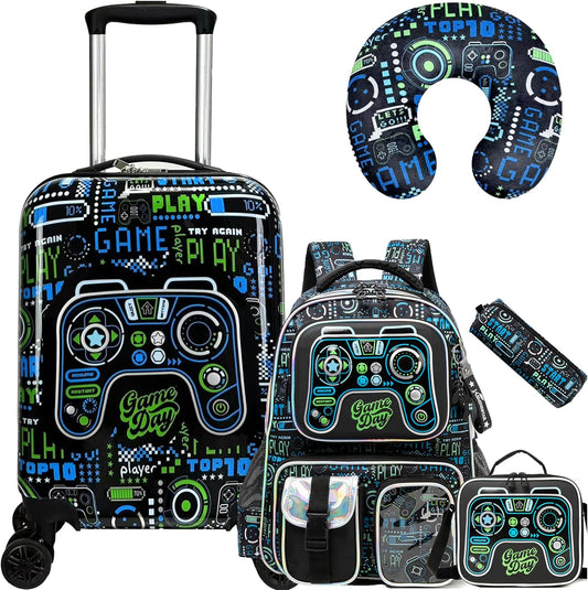Kids’ Cabin-Size Hardshell Luggage Set with Spinner Wheels – Game Day