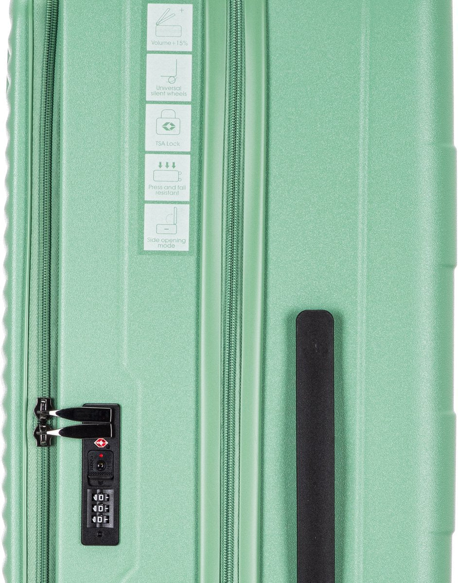 2-piece hard-shell suitcase set with laptop compartment – Berlin-Light green-The Livary
