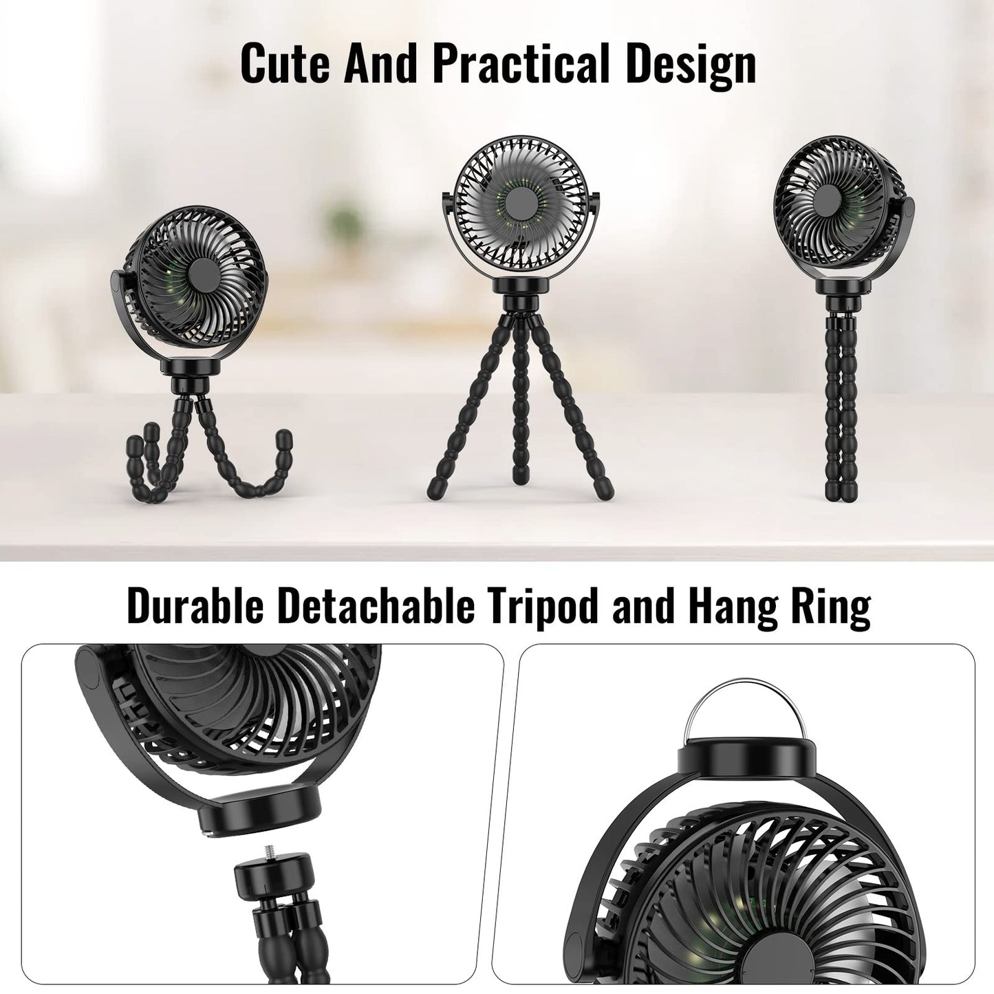 Portable Stroller Fan with 8000mAh Battery