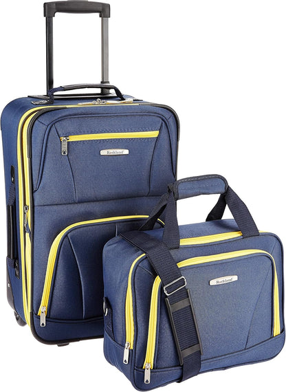 2-Piece Softside Upright Luggage Set with Carry-On Tote & Smooth Wheels