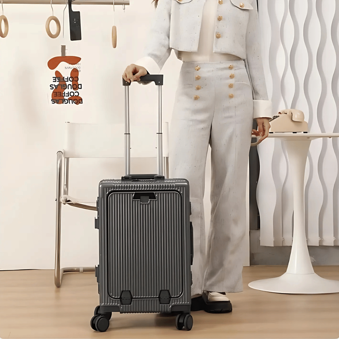 Hard-shell hand luggage suitcase – Manhattan Pro-Silver-The Livary