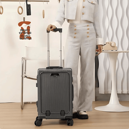 Hard-shell hand luggage suitcase – Manhattan Pro-Silver-The Livary