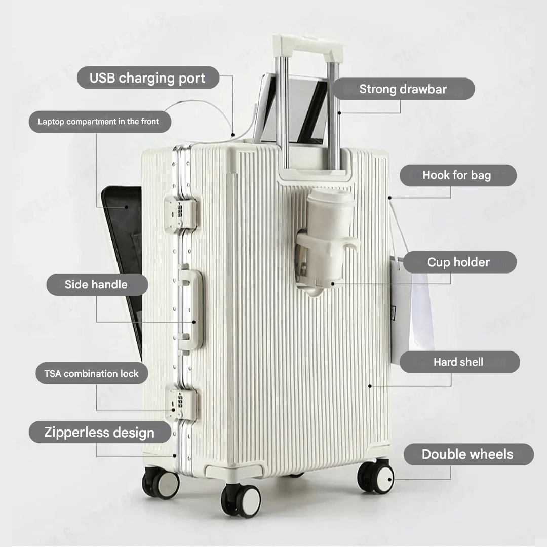 Hard-shell hand luggage suitcase – Manhattan Pro-Silver-The Livary