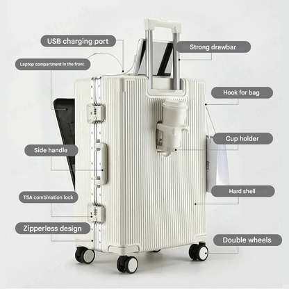 Hard-shell hand luggage suitcase – Manhattan Pro-Silver-The Livary