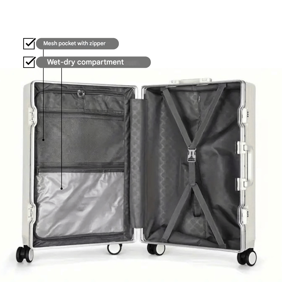 Hard-shell hand luggage suitcase – Manhattan Pro-Silver-The Livary