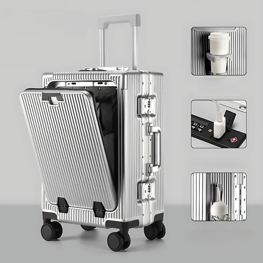 Hard-shell hand luggage suitcase – Manhattan Pro-Silver-The Livary