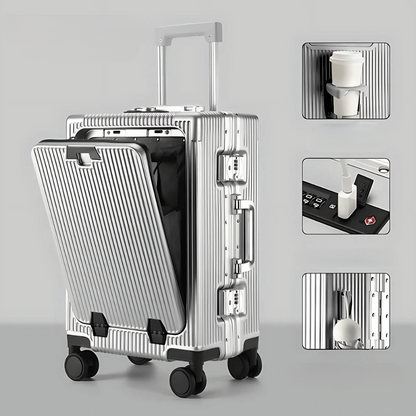 Hard-shell hand luggage suitcase – Manhattan Pro-Silver-The Livary