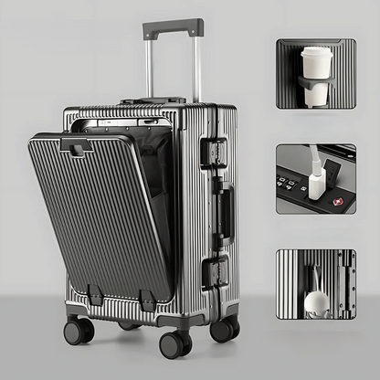 Hard-shell hand luggage suitcase – Manhattan Pro-Gray-The Livary