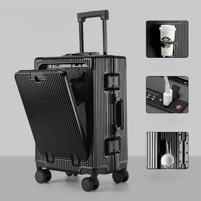 Hard-shell hand luggage suitcase – Manhattan Pro-Black-The Livary