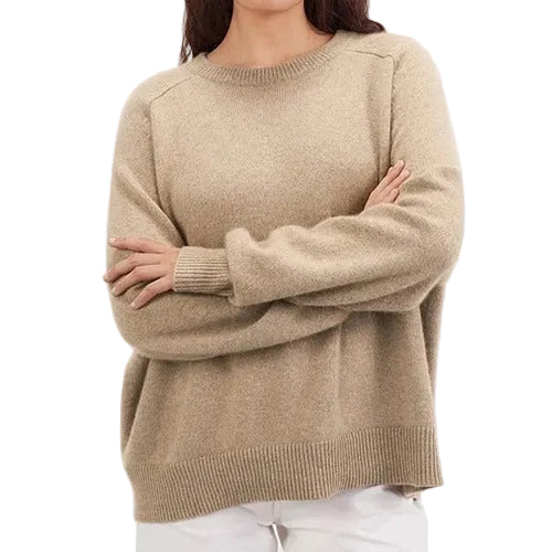 Beige knitted jumper with relaxed fit