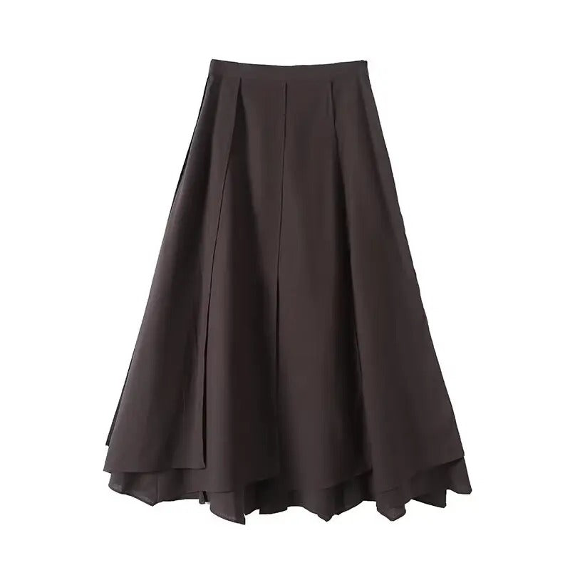 Black pleated midi skirt