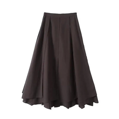 Black pleated midi skirt