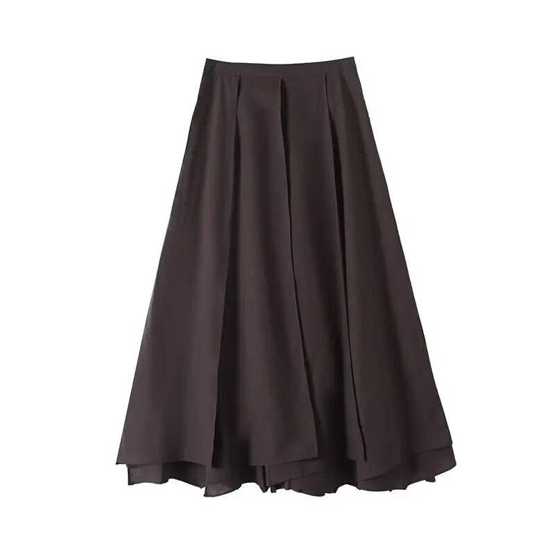 Black pleated midi skirt