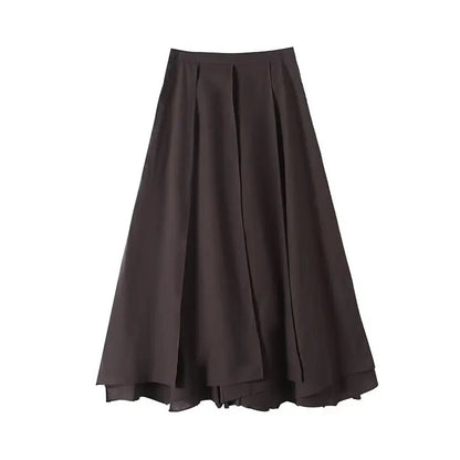 Black pleated midi skirt