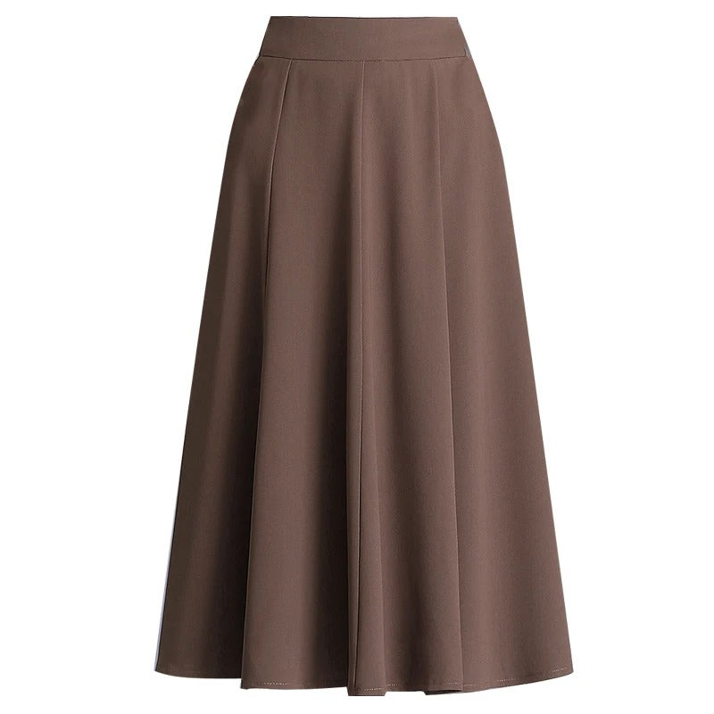 Brown A-line midi skirt