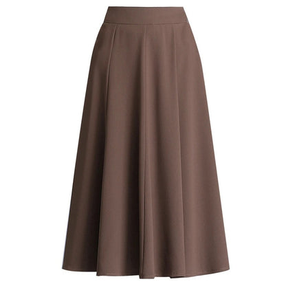 Brown A-line midi skirt