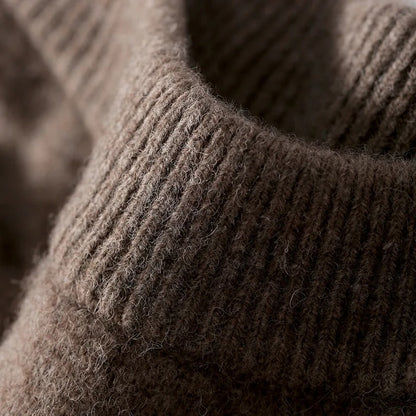 Brown sleeveless knitted vest with ribbed neckline