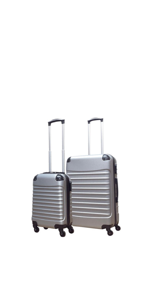 2-piece hard-shell suitcase set – Milano Silver-The Livary