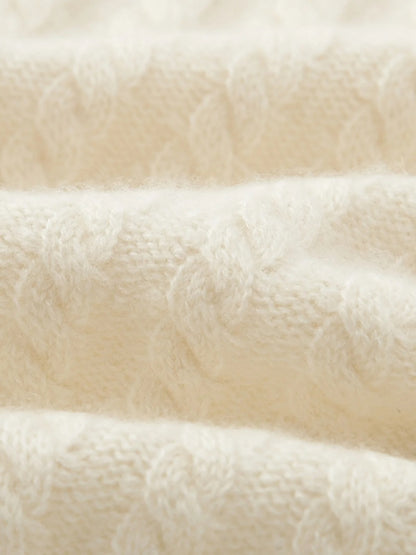 Cream cable knit collared cardigan