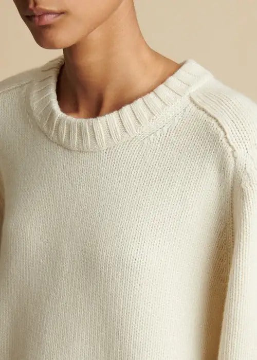 Cream knitted jumper with ribbed trims