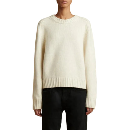 Cream knitted jumper with ribbed trims
