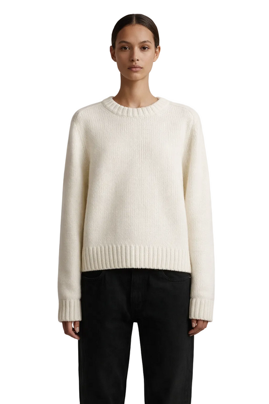 Cream knitted jumper with ribbed trims
