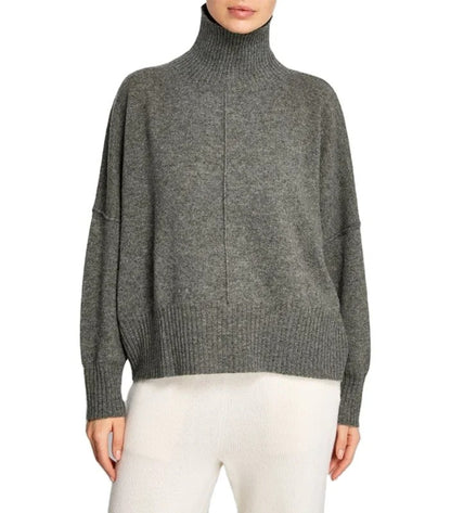 Grey knitted turtleneck jumper with relaxed fit