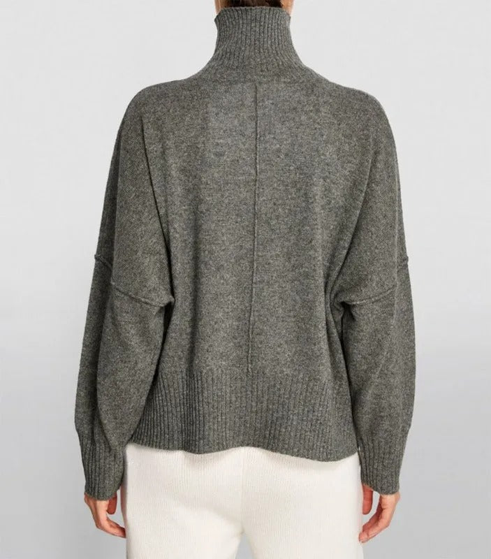 Grey knitted turtleneck jumper with relaxed fit