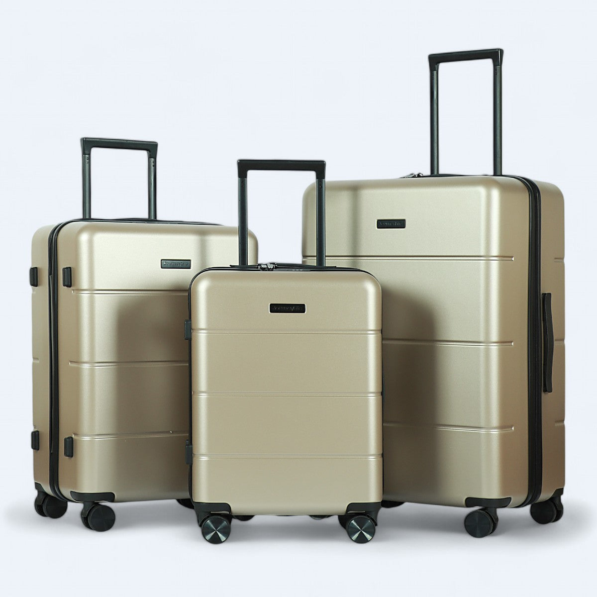 3-piece hard shell luggage set – Atlas Explorer-Champagne-S (38 L)-The Livary