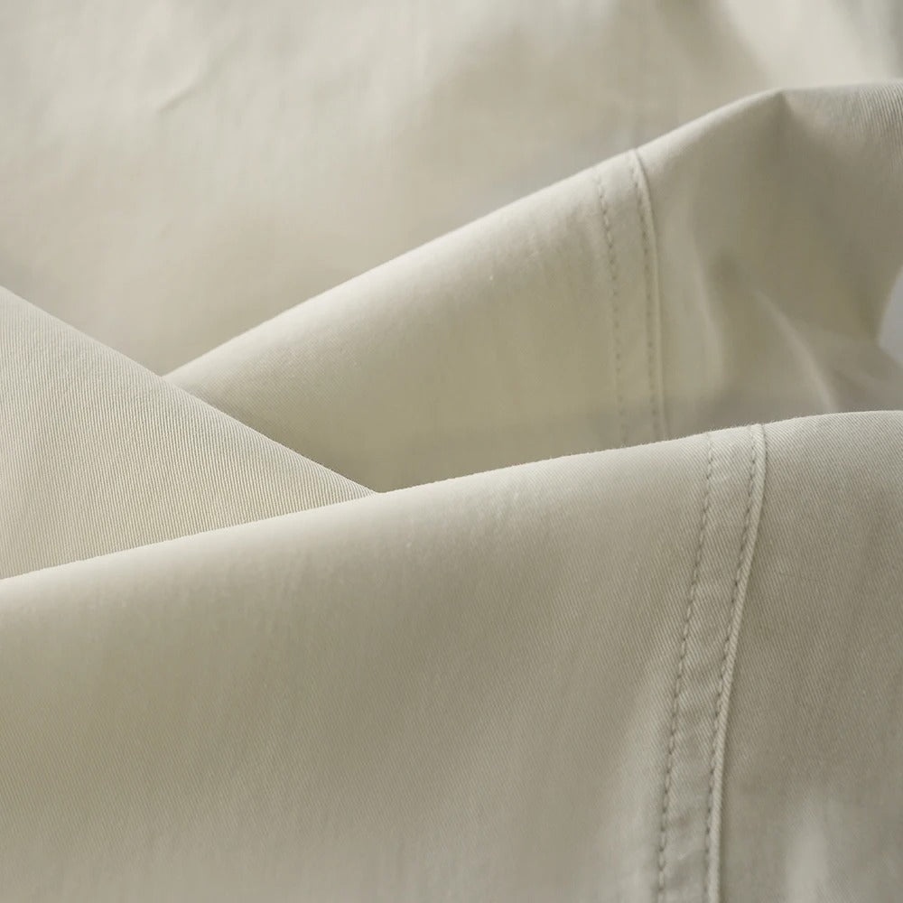 Light beige drawstring wide leg trousers