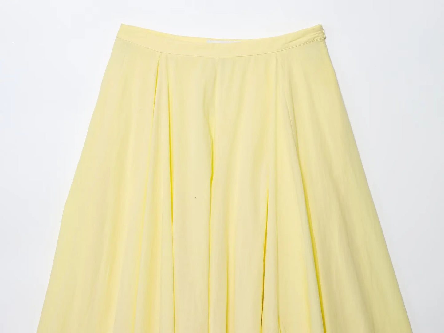 Light yellow pleated midi skirt