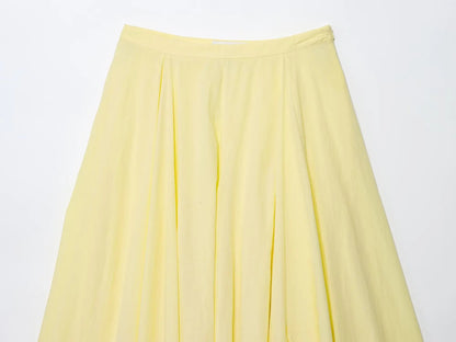 Light yellow pleated midi skirt