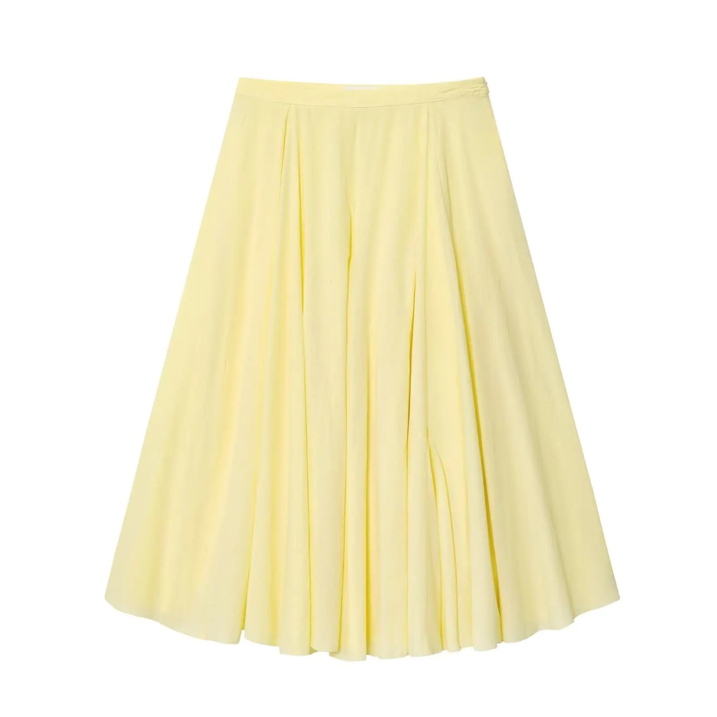 Light yellow pleated midi skirt
