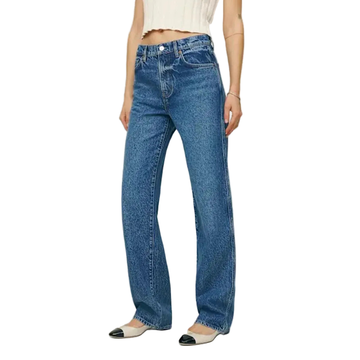 Mid blue straight leg jeans