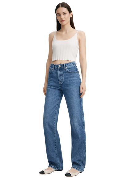 Mid blue straight leg jeans