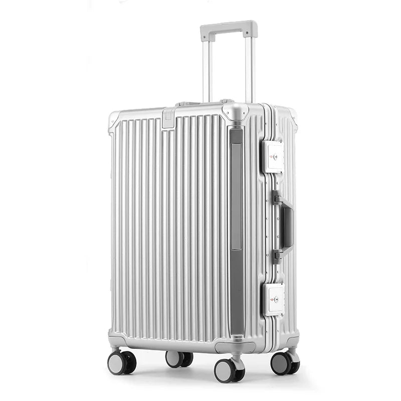 Hard-shell suitcase with aluminium frame – Tallinn-Silver-S (48 L)-The Livary