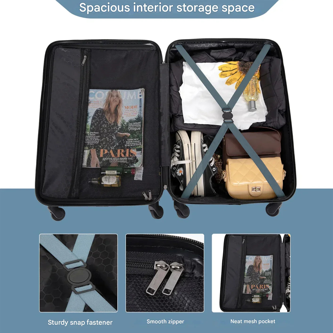 3-Piece Blue ABS Hard Shell Luggage Set – Belgrade-The Livary