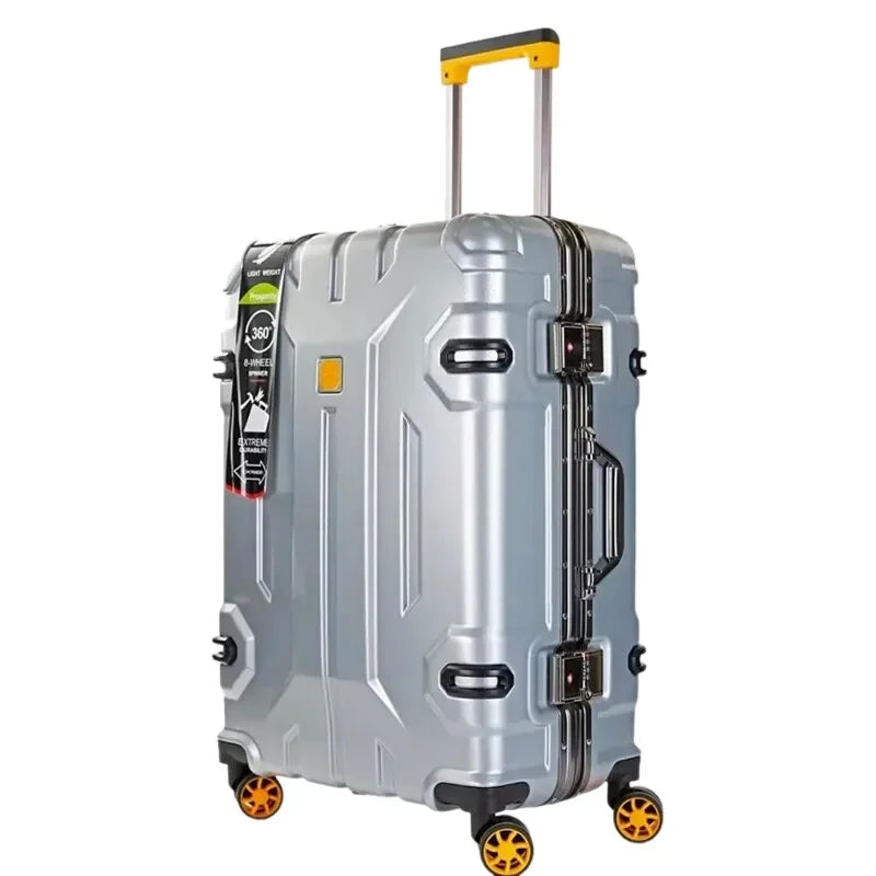 Reinforced aluminium frame hard-shell suitcase – Copenhagen-Silver-S (52 L)-The Livary