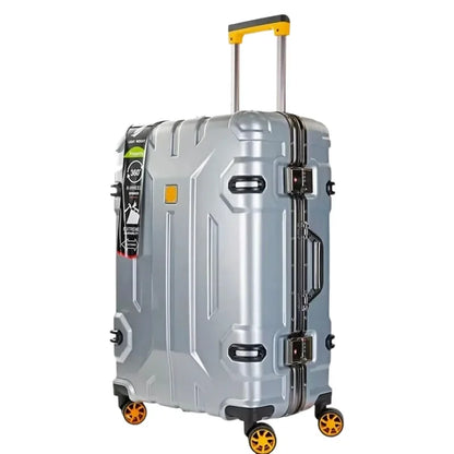 Reinforced aluminium frame hard-shell suitcase – Copenhagen-Silver-S (52 L)-The Livary