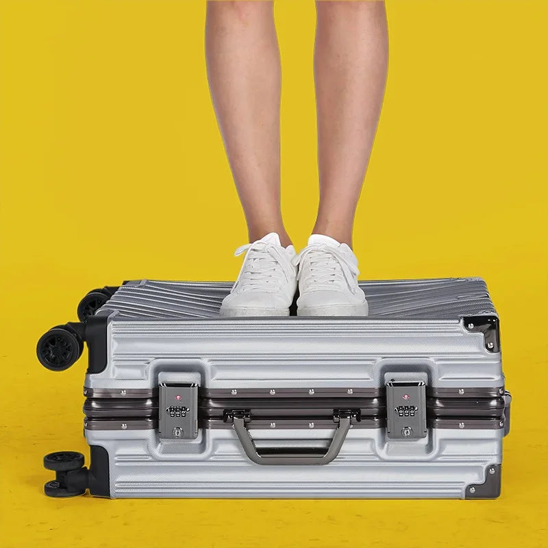 Aluminium frame hard shell suitcase – Geneva-Red-S (38 L)-The Livary