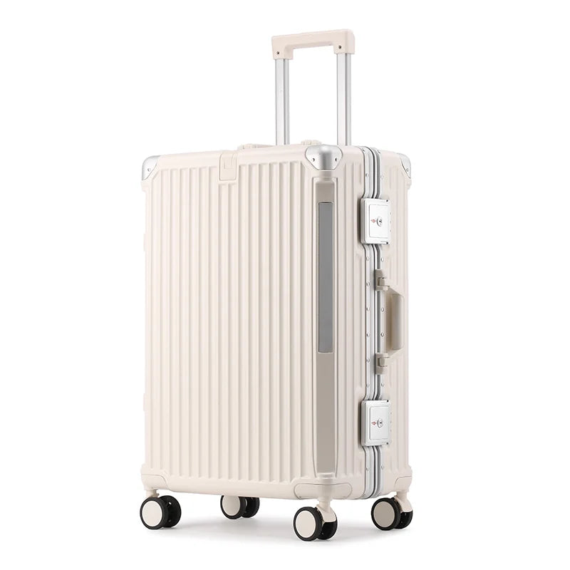 Hard-shell suitcase with aluminium frame – Tallinn-White-S (48 L)-The Livary