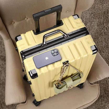 Hard shell suitcase with aluminium frame – Vilnius-Yellow-S (42 L)-The Livary