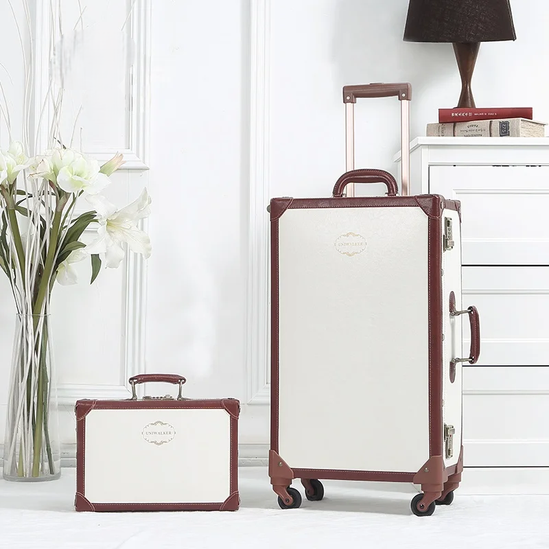 Retro hard shell suitcase set – Valencia-White-The Livary