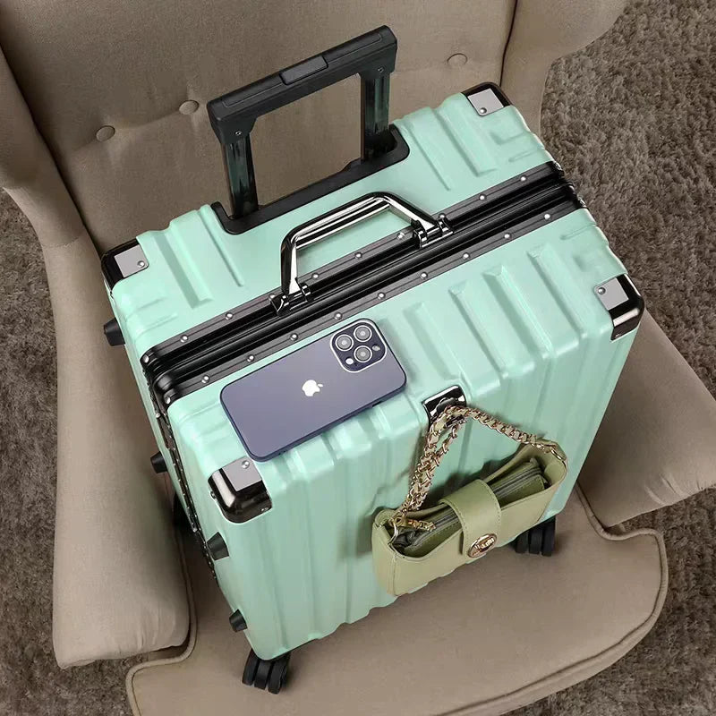 Hard shell suitcase with aluminium frame – Vilnius-Green-S (42 L)-The Livary