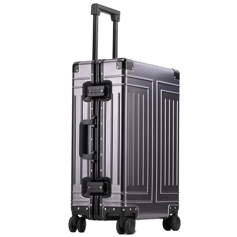 Aluminium frame hard shell suitcase – Valletta-Gray-S (42 L)-The Livary