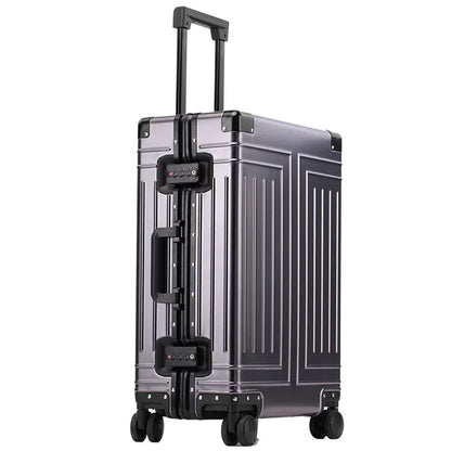 Aluminium frame hard shell suitcase – Valletta-Gray-S (42 L)-The Livary