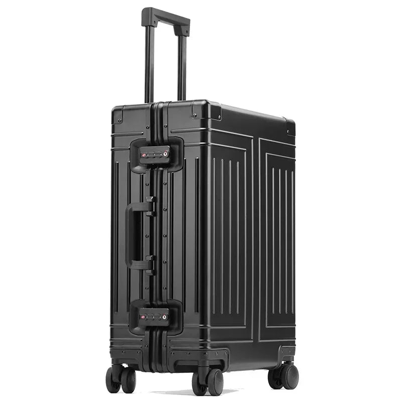 Aluminium frame hard shell suitcase – Valletta-Black-S (42 L)-The Livary